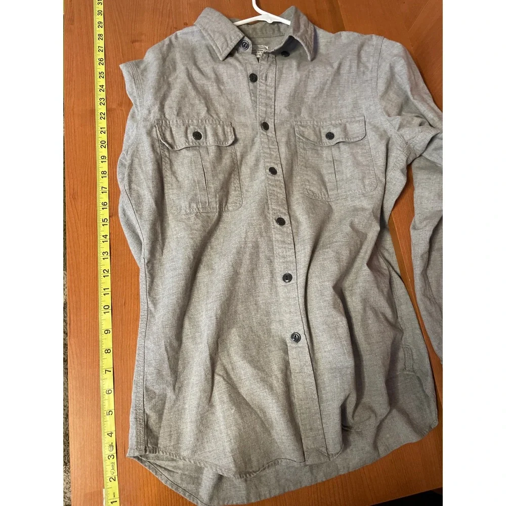 J. Crew Mens Button Up Shirt Authentic Workwear Medium Gray